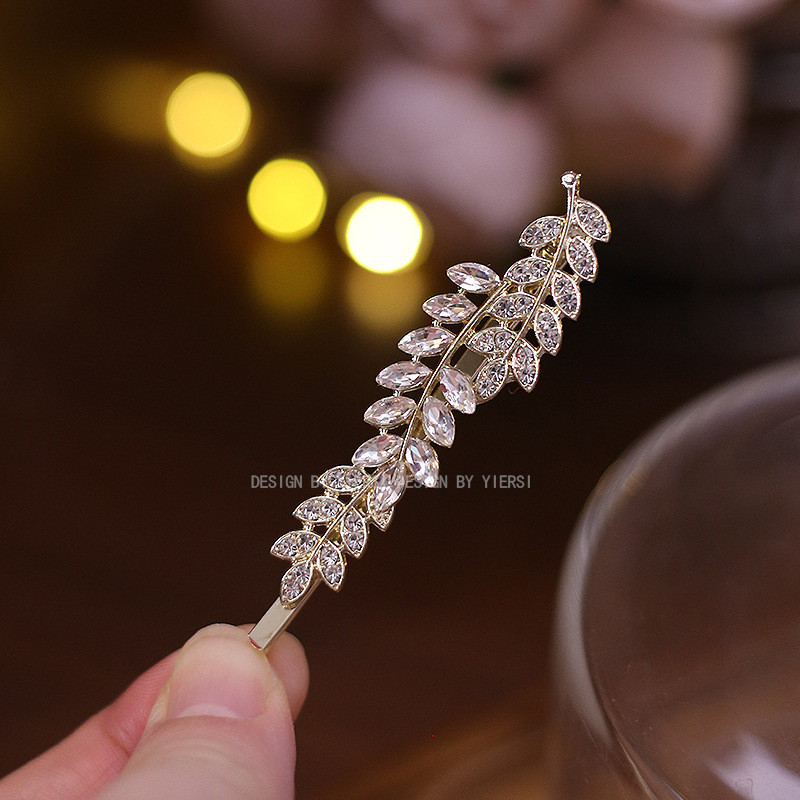 Mauropoli [Sẵn sàng] Kẹp tóc kim cương giả kiểu Pháp mới Mori Tai lúa mì trán bên Nổ kẹp phẳng Kẹp tóc Phụ kiện tóc