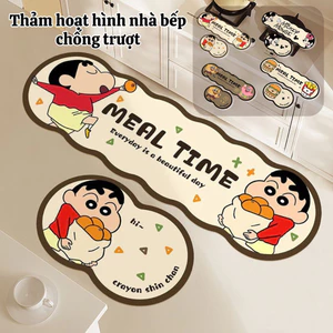 Thảm Nhà Bếp Chống Trượt Tảo Cát Hoạt Hình (40x60cm/40x120cm) - Mickey, Shin-chan, SpongeBob, Hamburger