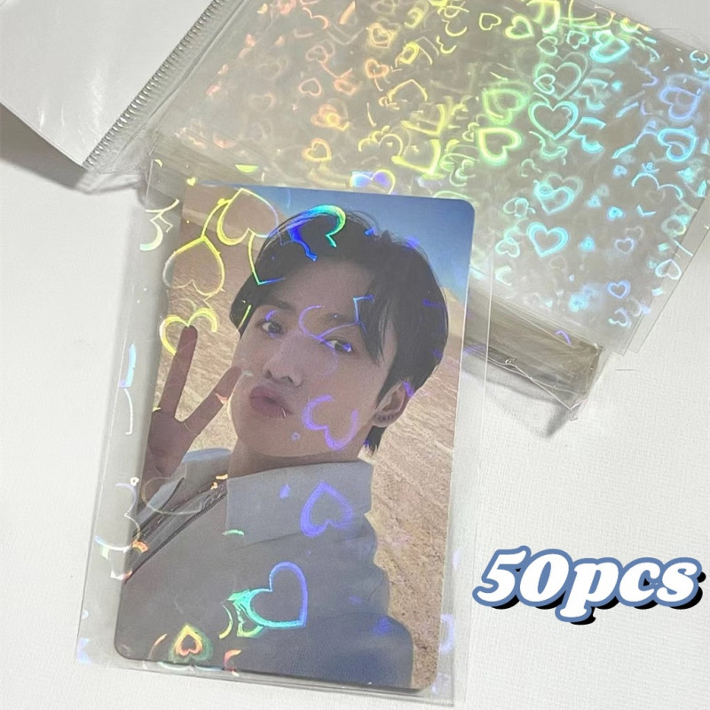 Linxx 50 Chiếc Tay Thẻ Laser Niêm Phong Túi Photocard Bảo Vệ Thẻ Phim Đóng Túi