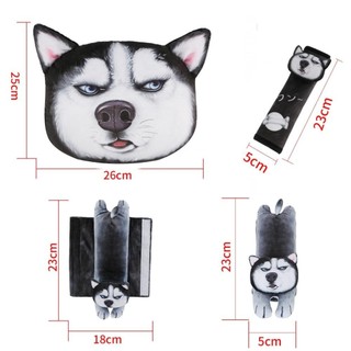 Jkdesign Gối Ô Tô, Phụ Kiện Ô Tô Mềm Mại Tựa Đầu Ô Tô, Mèo Husky Siberia Dễ Thương Họa Tiết Hoạt Hình Đệm Đeo Vai
