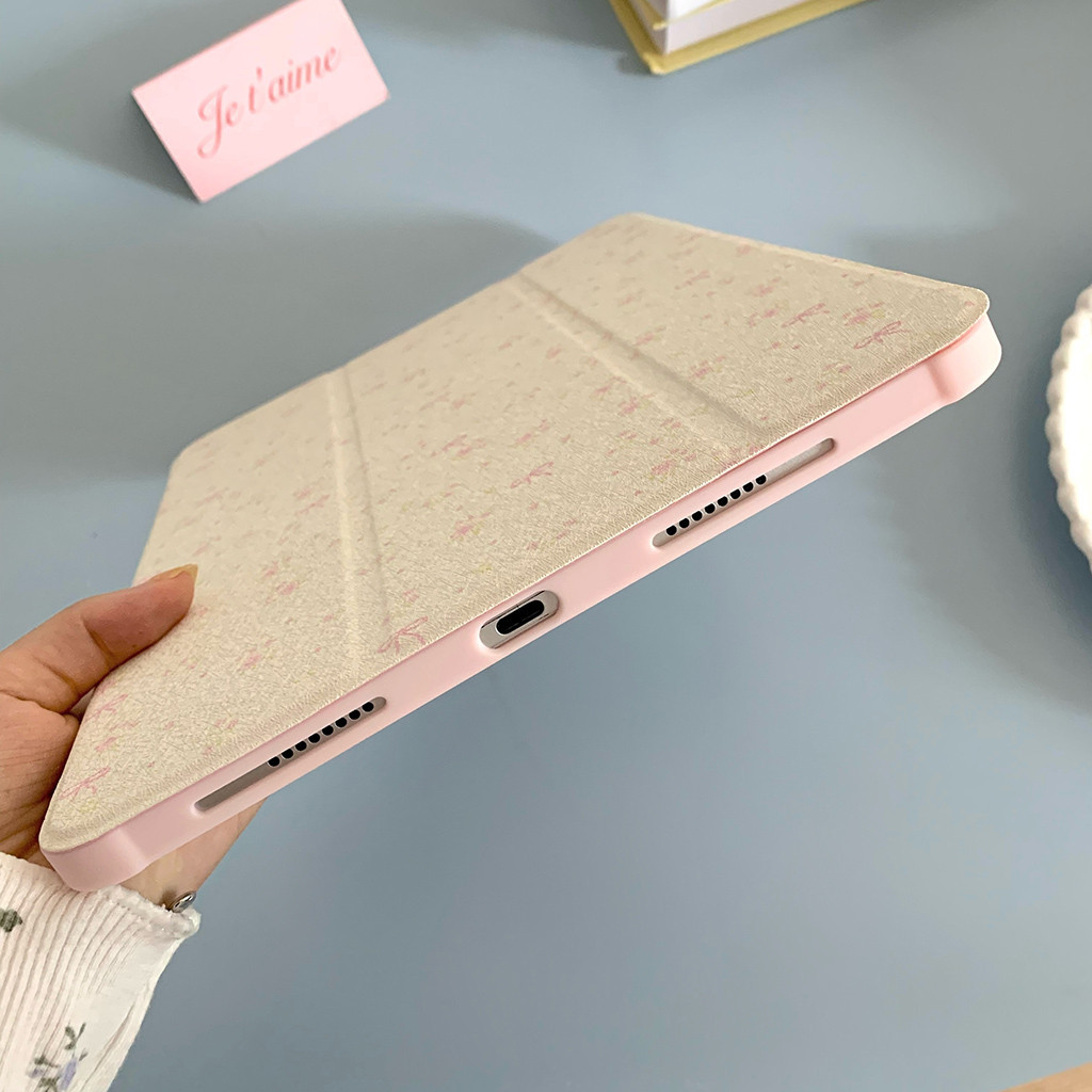 Vỏ Gương Acrylic Cho IPad Mini6 5 6 7 8 9 Air Air2 Air3 Air4 Air5 Air6 10.9 "Pro10.5 Pro11 Pro12,9 2018 2020 2021 2022 Air M2 Pro 11 13 M4 2024 Vỏ Da Hoa Nơ Trắng