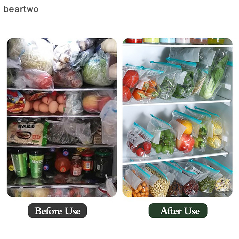 < Beartwo > 20 Chiếc Bọc Nhựa Bao Bì Túi Bảo Quản Thực Phẩm Có Thể Tái Sử Dụng Tủ Đông Sandwich Niêm Phong Túi Bếp Tủ Lạnh Bảo Quản Thực Phẩm Đẹp