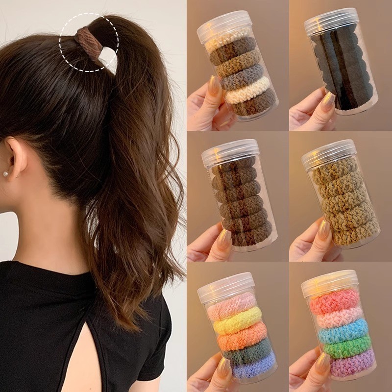 Set 6 Hộp Dây Buộc Tóc Dây Cao Su Đuôi Ngựa Cao Đàn Hồi Cao Dày  Đơn Giản Thời Trang Hàn Quốc - Phụ Kiện Tóc