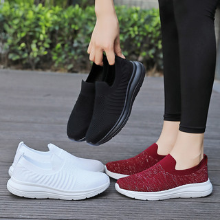 35-42 Kích Thước Giày Mới Co Giãn Flyknit Slip-On Tất Giày Thể Thao Nữ Cổ Miễn Phí Vận Chuyển