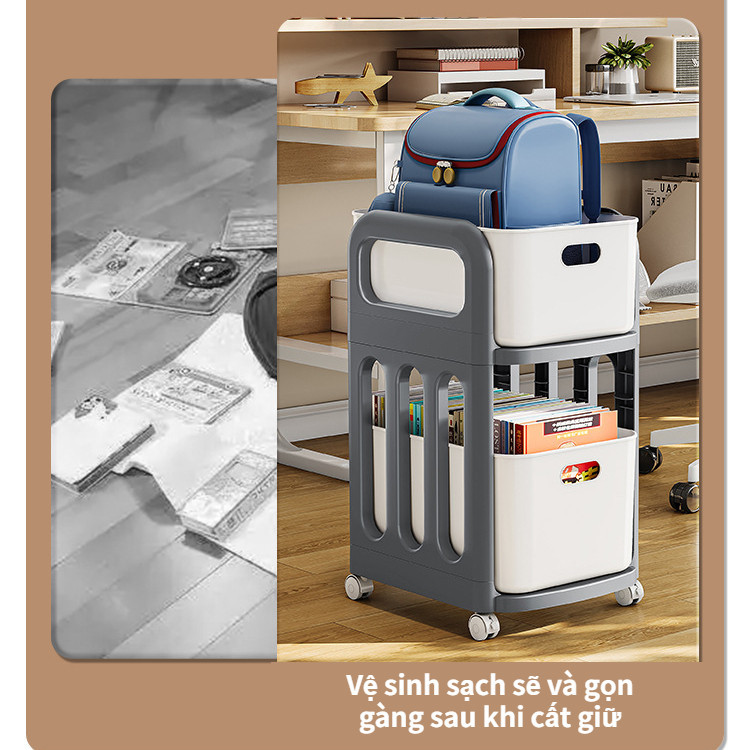 Kệ đựng đồ đa năng 3 tầng,Giá Để Đồ Xe Đẩy Di Động Dưới Bàn,Kệ Đựng Đồ Đa Năng Tặng sticker