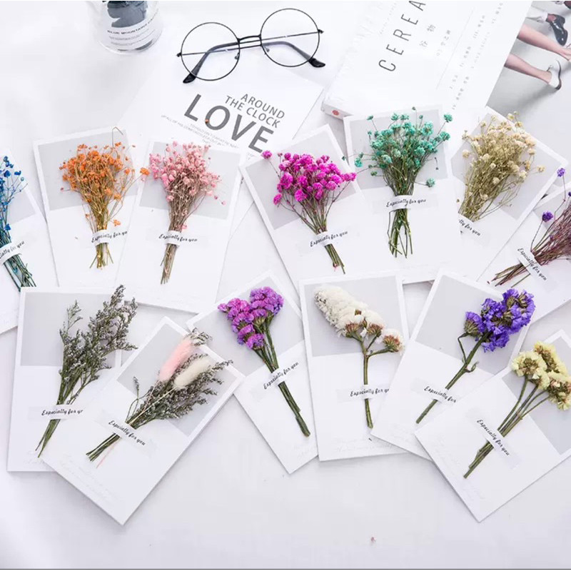 Combo 25 Thiệp Hoa Khô Viết Tay – Thiệp Quà Tặng Handmade Cao Cấp Dùng Cho Sinh Nhật, Valentine, 8/3, 20/10