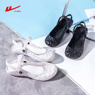 Giày Sandal Kéo Lại Nữ Mẹ Y Tá Giày Trắng Phẳng Thoáng Khí Chống Trơn Trượt Đế Mềm Thời Trang Baotou Rỗng Thấp @ -