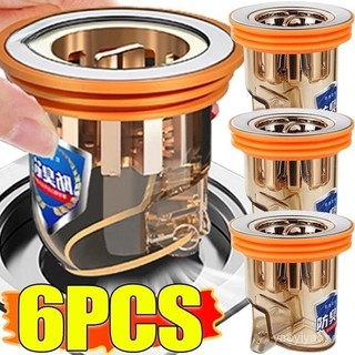 3/6 cái ống xả sàn cảm ứng trọng lực-Lõi-Nắp chống côn trùng khử mùi sàn nhà vệ sinh bộ lọc Tóc Phòng Tắm