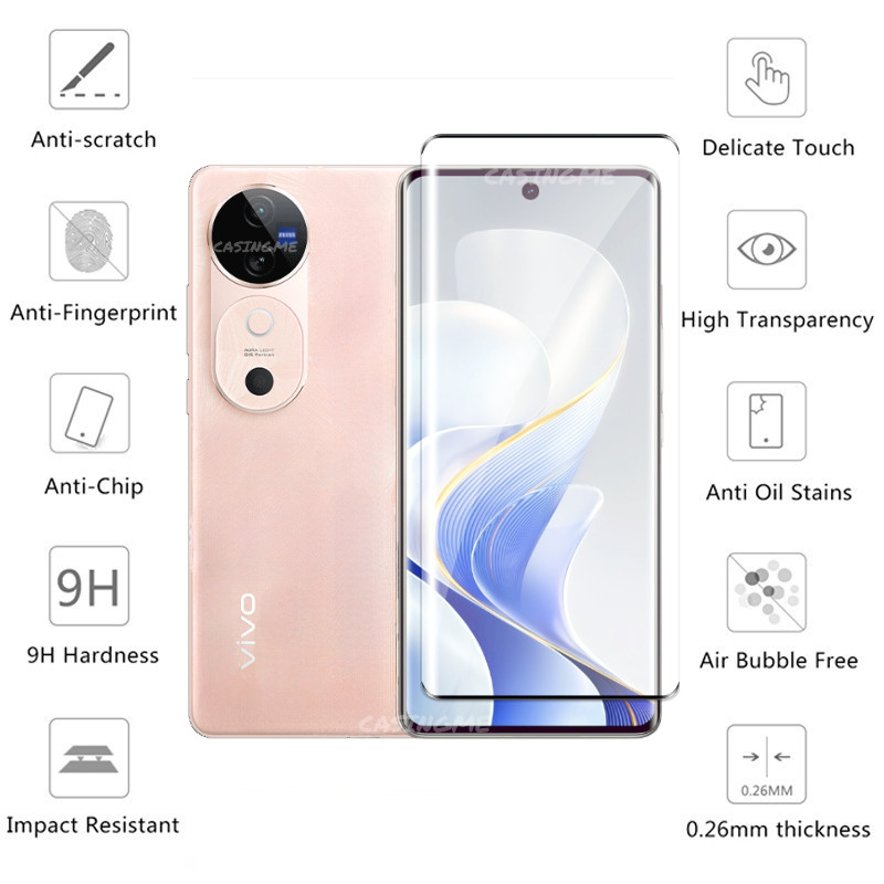 Vivo V60 V40Pro 5G 2024 Full Cover Phim Kính Cường Lực Cong Cho VivoV40 Vivo V40 5G V50 V 40 Pro V40Pro V40E 5G 2024 Mặt Trước Mặt Sau Ống Kính Bảo Vệ Màn Hình