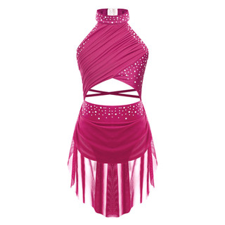 Yhong Kid Girls Hollow Back Ballet Leotard kèm váy Váy khiêu vũ không tay