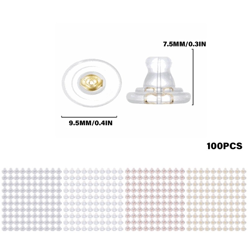 100 Chiếc Nút Chặn Bông Tai Silicon Mềm cho Nữ và Bé Gái
