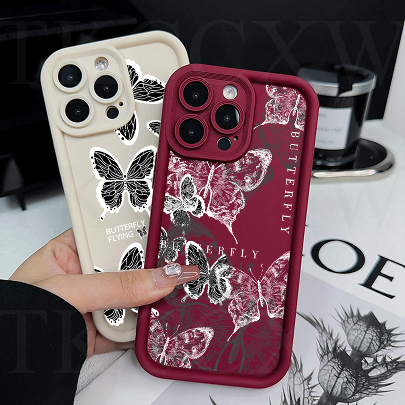 Ốp Điện Thoại Bướm Đen Sơn Sáng Tạo Cho Redmi K40 K20 K30 Pro Zoom K40 Gaming K30 Ultra K40S Redmi Note 8 Pro Phổ Biến Ốp Mềm Chống Rơi Mờ Mới Nhất