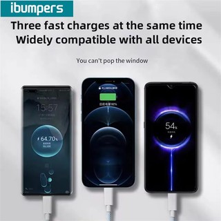 Ibumpers Cáp bện USB 3 trong 1 Dây sạc nhanh Dây truyền dữ liệu