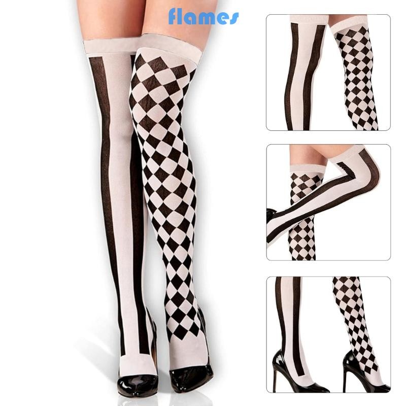 Fl Halloween Chú Hề Vớ Sọc In Trên Đầu Gối Tất Dài Cho Tiệc Cosplay
