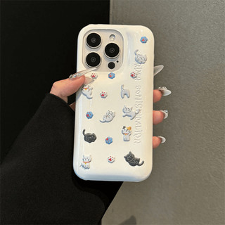 Vỏ điện thoại xà phòng hình mèo lập thể dễ thương cho iPhone15 Pro Max 14 13 12 Pro Max Vỏ máy ảnh chống sốc Túi khí bảo vệ chống rơi bìa lưng cứng