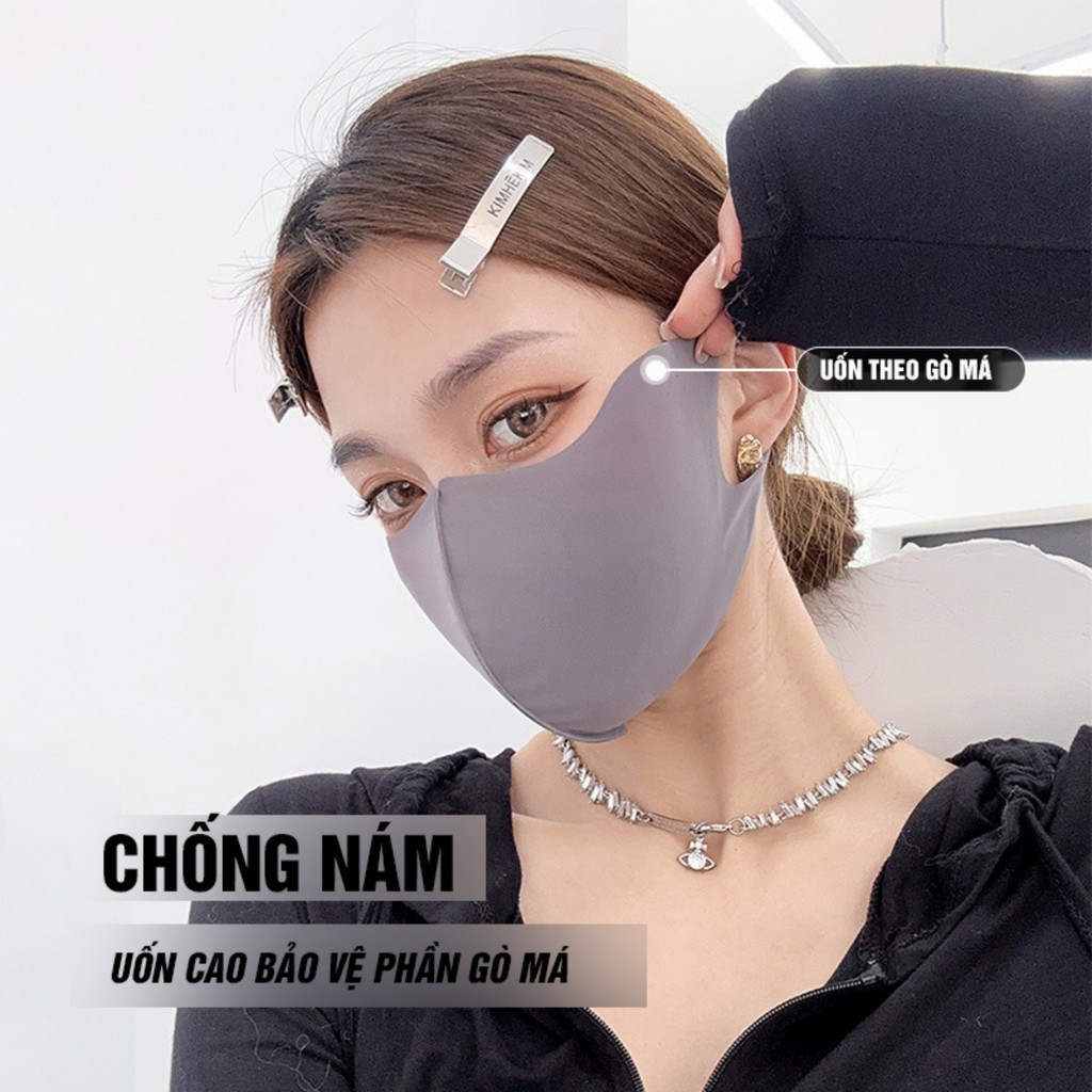 Khẩu Trang Kiểu Hàn Vải Lạnh Siêu Mát Chống Nắng Chống UV Có Thể Giặt FE123