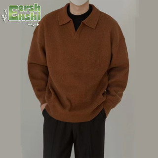 Áo len nam EERSHENSHI phong cách Hàn Quốc ve áo cổ điển lười biếng phong cách dài tay dáng rộng hàng dệt kim