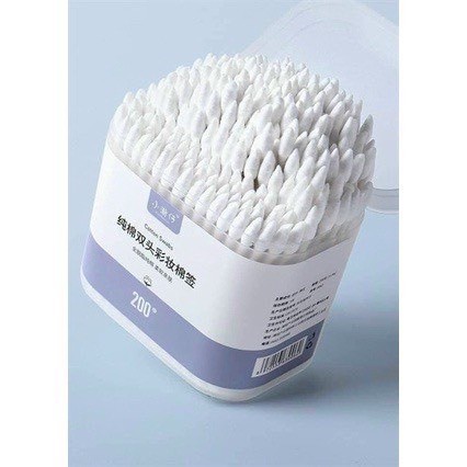 Hộp Tăm Bông 2 Đầu - Mỗi hộp 200 Cái Siêuu To Dùng Cả Năm Không Hết ạ Cotton Tiệt Trùng Chất
