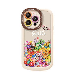Ốp điện thoại hoa đầy màu sắc tươi cười cho iPhone 16 / 15 / 14 / 13 / 12 / X / 7 / 11 / Plus / pro Max Vỏ bảo vệ phồng mờ mềm bền chống rơi