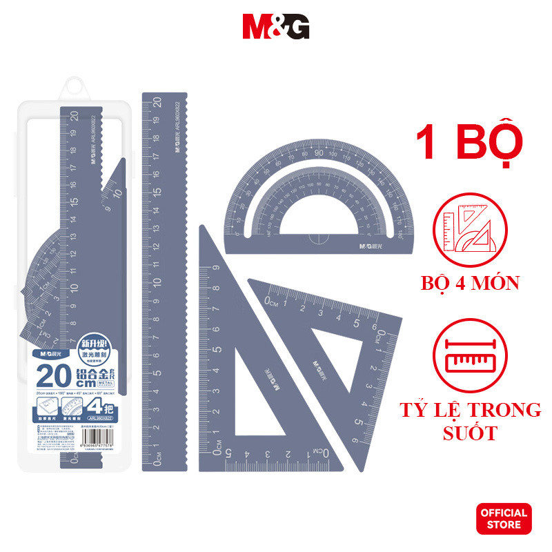 M&G bộ thước kẻ Hợp Kim Nhôm 20cm Vồng Cạnh Thước Tam Giác Quy Tắc ...