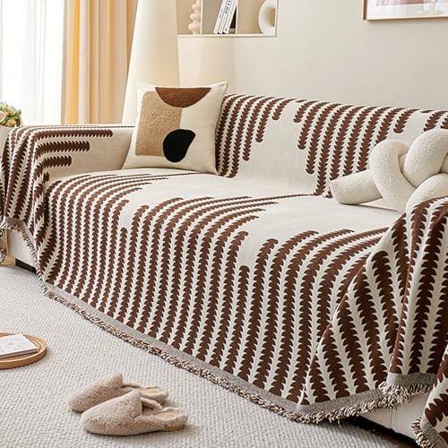 Chăn Sofa Sọc Chenille, Vỏ Ghế Sofa Hiện Đại Một Mảnh, Chống Trơn Trượt Và Có Thể Giặt Được, Vỏ Sofa 2 Chỗ Và 3 Chỗ