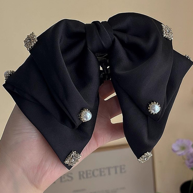Phụ Nữ Tóc Ngọc Trai Nơ Lấy Kẹp Nữ Phong Cách Mới Đầu Lưng Tóc Nửa Tie Tóc Cá Mập Kẹp Tóc Thời Trang Phụ Kiện Tóc