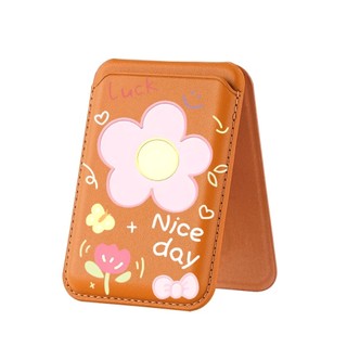 Ví họa tiết hoa lớn màu hồng cho iPhone 16 15 14 13 12 11 Pro Max Plus Thẻ da Giá đỡ điện thoại cho vỏ bỏ túi
