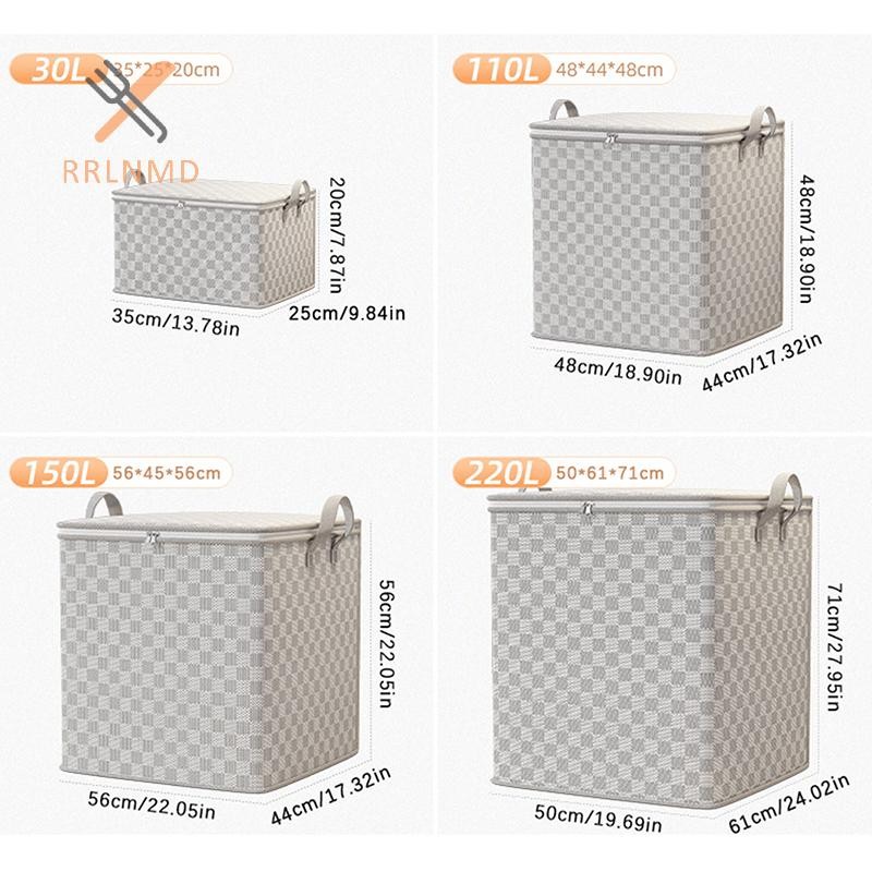 Rrlnmd > Túi đựng chăn bông không dệt có nắp đậy Dây kéo Quần áo có thể gập lại Thùng chăn đựng Túi chống bụi dung tích lớn Sắp xếp MỚI
