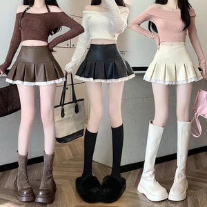 Suxi Ngọt Ngào Và Thời Trang Retro Giải Trí Thu Đông Phong Cách Mới Cổ Cao Cấp Nữ Ren Nối Chữ A Váy Ngắn 241012