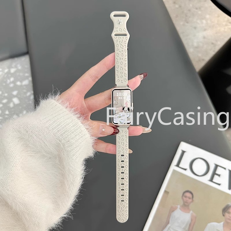 Da Báo In Silicon Dây Đeo Cho Huawei Fit 4 Pro 3 Honor Band 11 Pro 10 9 8 7 6 Phụ Kiện Vòng Tay Correa Cho Huawei Band 9 8 7 6 Dây Đeo Đồng Hồ Thay Thế
