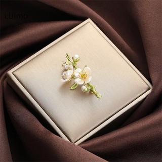 Luimo Vintage Tính Khí Xanh Hoa Nhài Thổ Cẩm Dành Cho Nữ Cây Hoa Ngọc Trai Xòe Chống Tiếp Xúc Pin Phụ Kiện Món Quà Trang Sức SBS