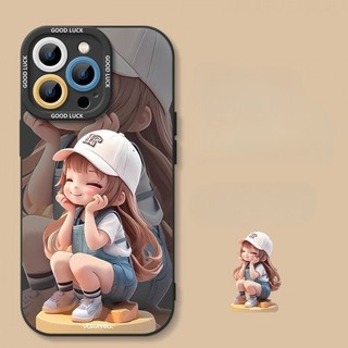 Ốp điện thoại sơn mặt bé gái cho iPhone16 / 15 / 14 / 13 / MINI / 12 / 11 / Pro MAX / X / XS / XR / 7 / 8 / 6 Vỏ bảo vệ toàn diện bằng silicon lỏng chống sốc và chống rơi