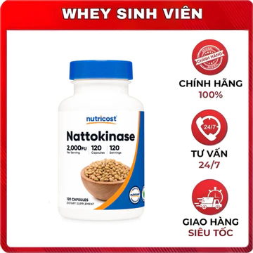 Viên uống Nattokinase 2000Fu thuần chay phòng ngừa đột quỵ nutricost 120 viên TẠI Whey Sinh Viên Hải Phòng