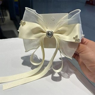 Kẹp tóc nơ nhiều lớp nữ, phù hợp cho công chúa nhỏ với ruy băng dài - Phụ kiện tóc barrettes