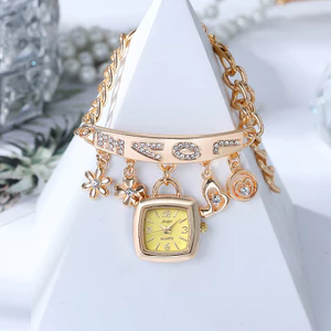 Đồng hồ nữ Bộ vòng tay in hình tình yêu với nước Kim cương Vòng tay người bạn thân nhất Đồng hồ thạch anh