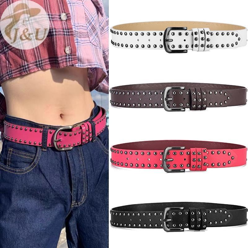 Thắt Lưng Unisex Đinh Tấn Đôi Vòng Punk Y2K, Phong Cách Ngầu Thời Trang Hợp Quần Jeans