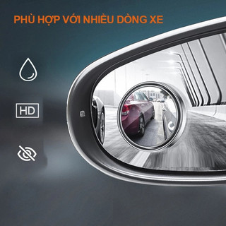 Bộ 2 gương cầu lồi ô tô 360 độ cao cấp, gương chiếu hậu xe hơi , kính lồi gắn gương oto xóa điểm mù