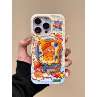 Phim hoạt hình dễ thương Bánh mì nướng việt quất Star Man Giá đỡ từ tính Vỏ điện thoại di động Thích hợp cho iPhone16 15 14 13 Pro max Bảo vệ Camera chống sốc Vỏ cứng chống rơi