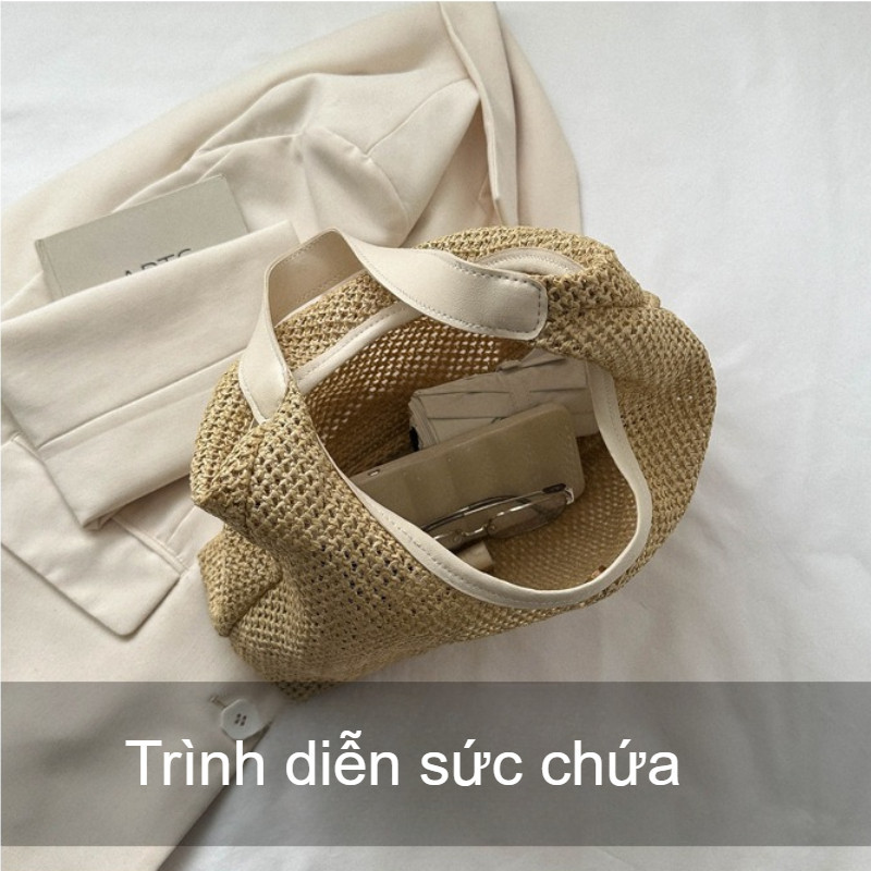 Túi cói dệt thủ công lưới xinh đi biển du lịch,kẹp nách to để được nhiều đồ,cho bạn gái
