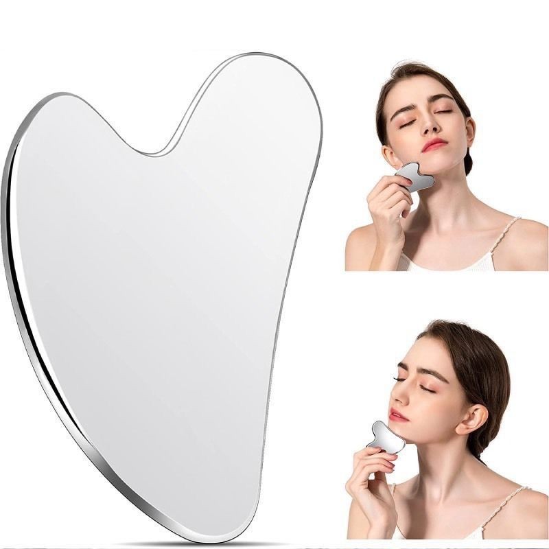 Bảng Cạo Gua Sha Thép Không Gỉ Massage Mặt - Hình Ảnh Thực Tế
