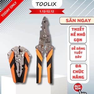 Kìm tuốt dây điện đa năng 12 trong 1, có thể gấp gọn bỏ tủi, thép Chrome vanadi mạnh mẽ và bền bỉ-TOOLIX