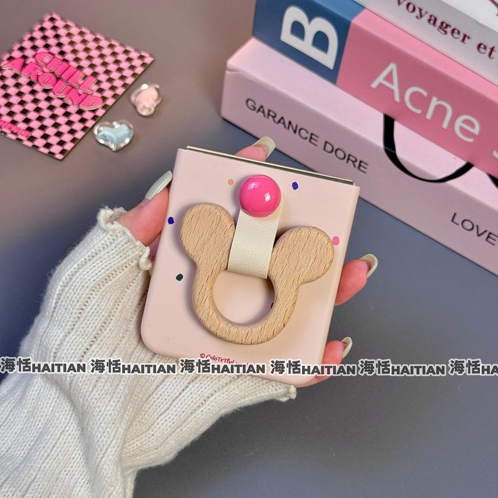 Ốp Điện Thoại Thích Hợp Cho Samsung Galaxy ZFlip7 Hoạt Hình Dễ Thương Mickey Nhẫn Gấp Vỏ Cho ZFlip 7 6 5 4 3 5G N3Flip MixFlip Dây Bảo Vệ