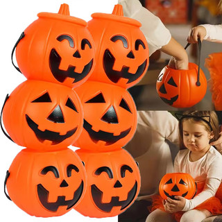 Candy Halloween Pumpkin Bucket - Hộp đựng quà ăn nhẹ có tay cầm - Đồ dùng dự tiệc Trick or Treat Quà tặng trẻ em