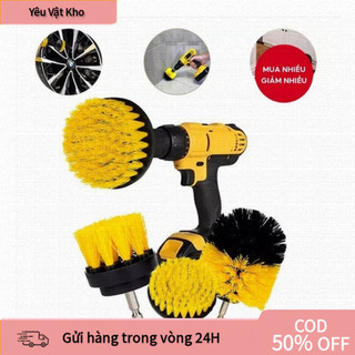 【48h】Bộ 3 bàn chải chà sàn điện cho phòng tắm Bàn chải khoan Bộ đính kèm không dây Bàn chải vệ sinh điện Bàn chải làm sạ