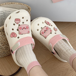 Xixitiao Mùa Hè Ngoài Trời Dễ Thương Piggy eva Đế Mềm Ngón Chân Lỗ Giày Nữ
