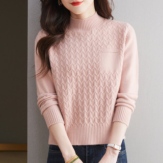 Sweater thu đông len dệt kim nửa cổ cao, phong cách mới và thời trang