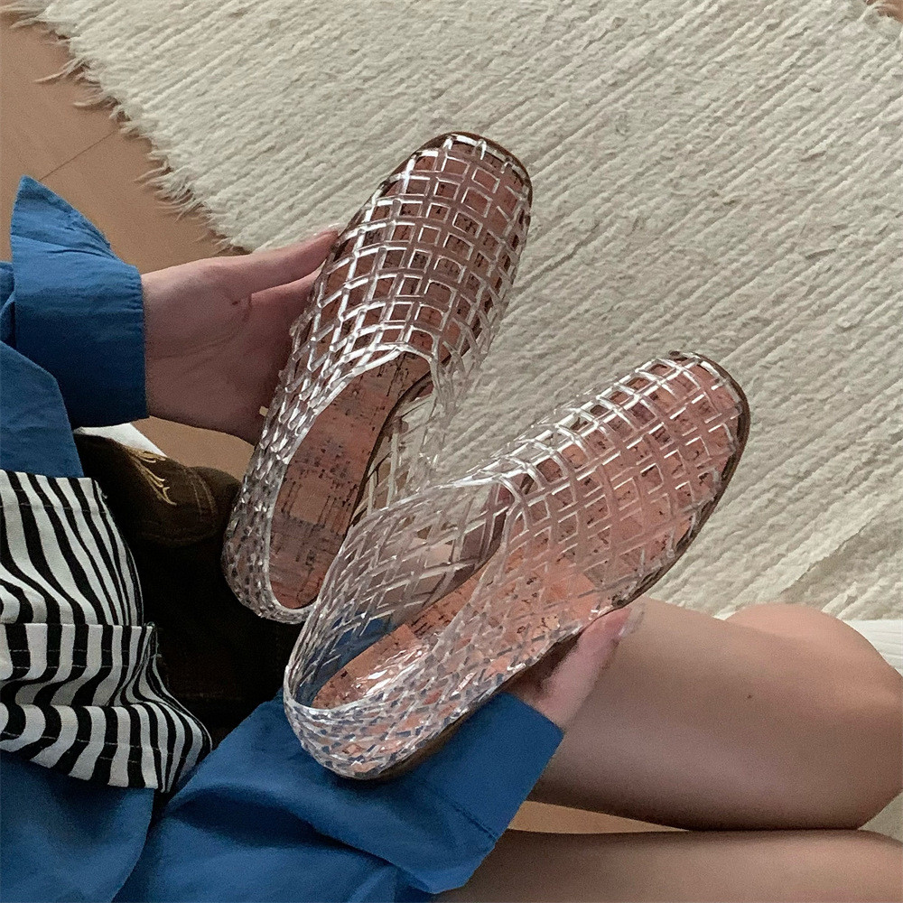 Giày Sandal XIXITIAO Flat Trong Suốt Thời Trang Nữ Phong Cách Mới Đi Biển Kỳ Nghỉ
