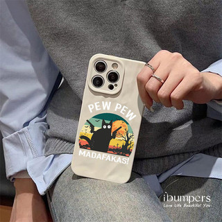 ibumpers Ốp Điện Thoại iPhone Họa Tiết Mèo Đen Mát Mẻ Cho IPhone 16 15 14 12 13 11 Pro Max IP 7 8 Plus X XS XR Xếp Ly Ốp Lưng Silicon Mềm Chống Sốc