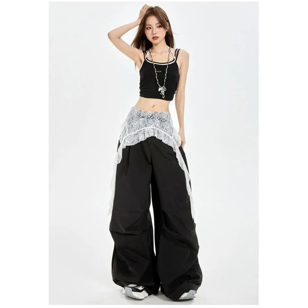 Milyfashion Ren Thêu Fart Rèm Mới Niche Độc Đáo Dưới Thân Váy Không Đều Ruy Băng