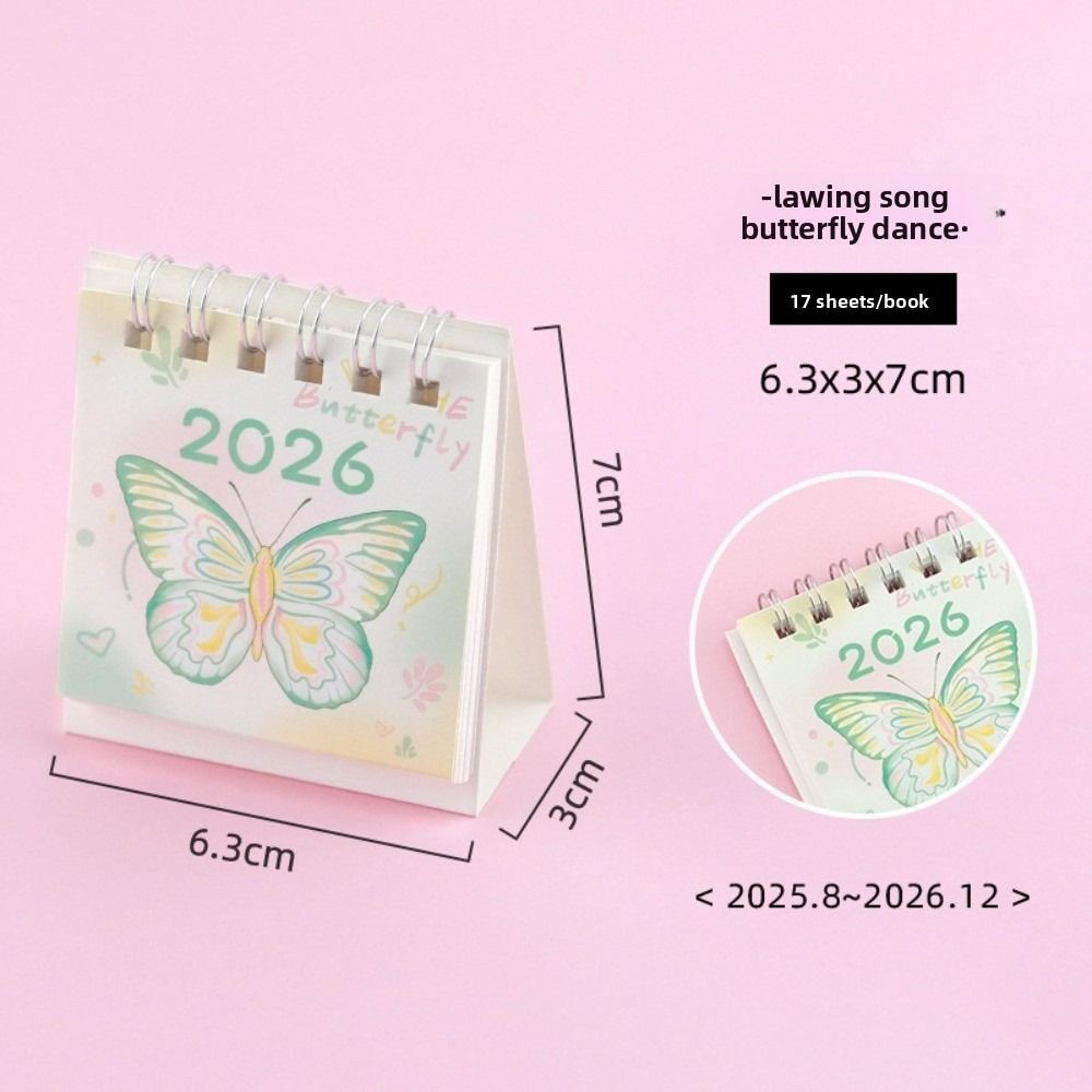 HIGHVIEWLS 2026 Lịch Để Bàn, Phim Hoạt Hình Nhỏ Lịch Mini, Trang Trí Máy Tính Để Bàn Dễ Thương Đứng Lật Lập Kế Hoạch Lịch Làm Quà Tặng